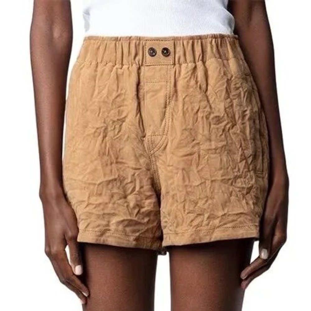 Zadig & Voltaire Paxi Daim Froisse Cognac Brown Suede Leather 36 RWBS00021